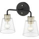 Cameron 2 Light 15 inch Matte Black/Modern Gold Vanity Light Wall Light